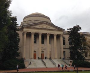 large marble building on campus