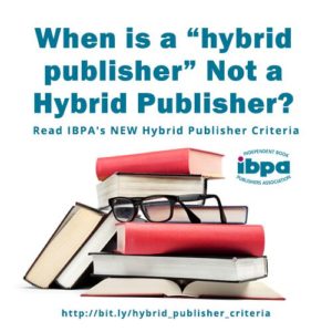 stack of books with text "When is a hybrid publisher not a hybrid publisher?"